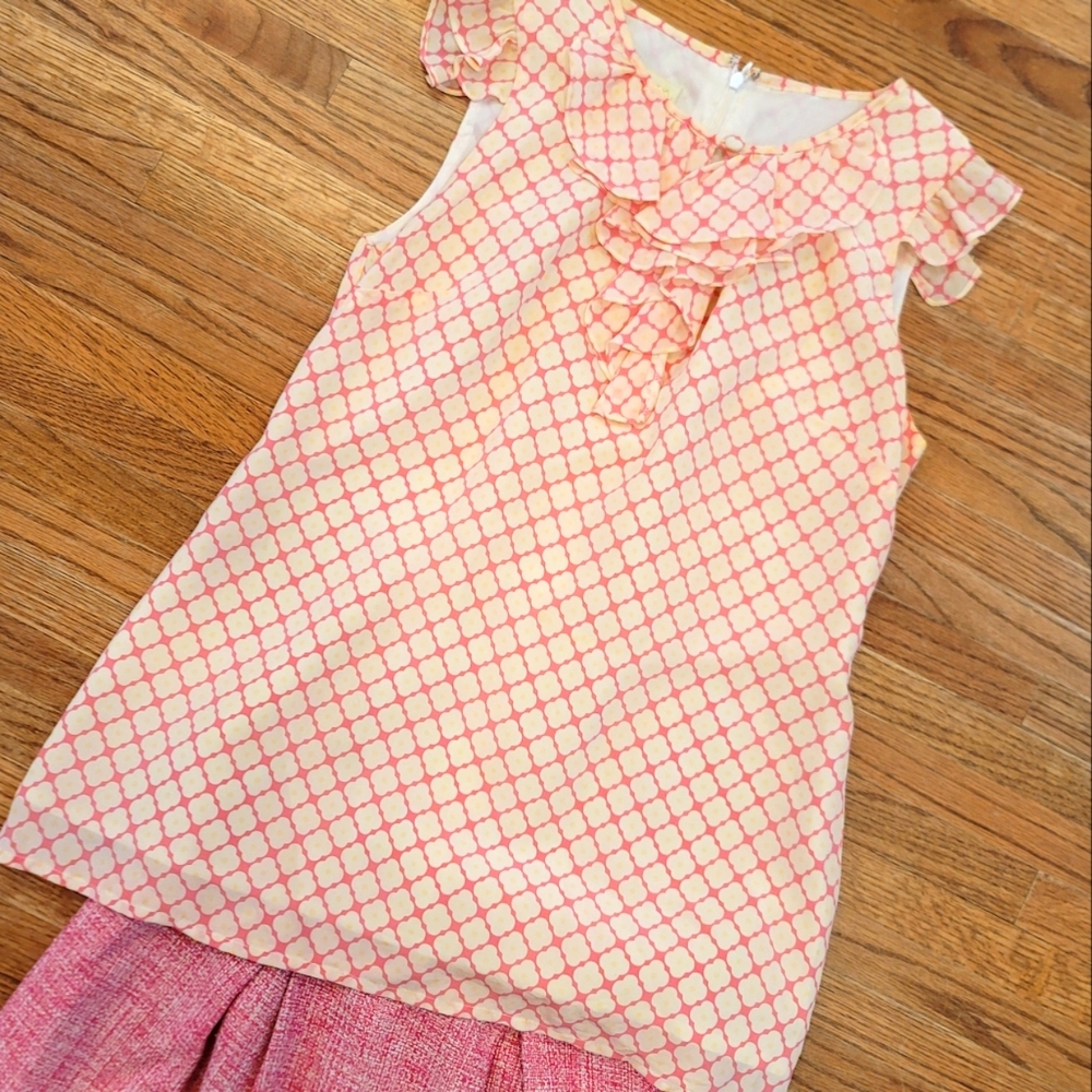 Britt Ryan 100% Silk Fully Lined Sleeveless Blouse Front Ruffle Back Zipper Pink